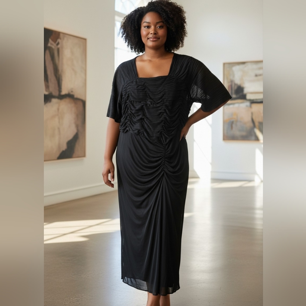 Marina Black Ruched Maxi Dress Black Tie Celeb Night Event